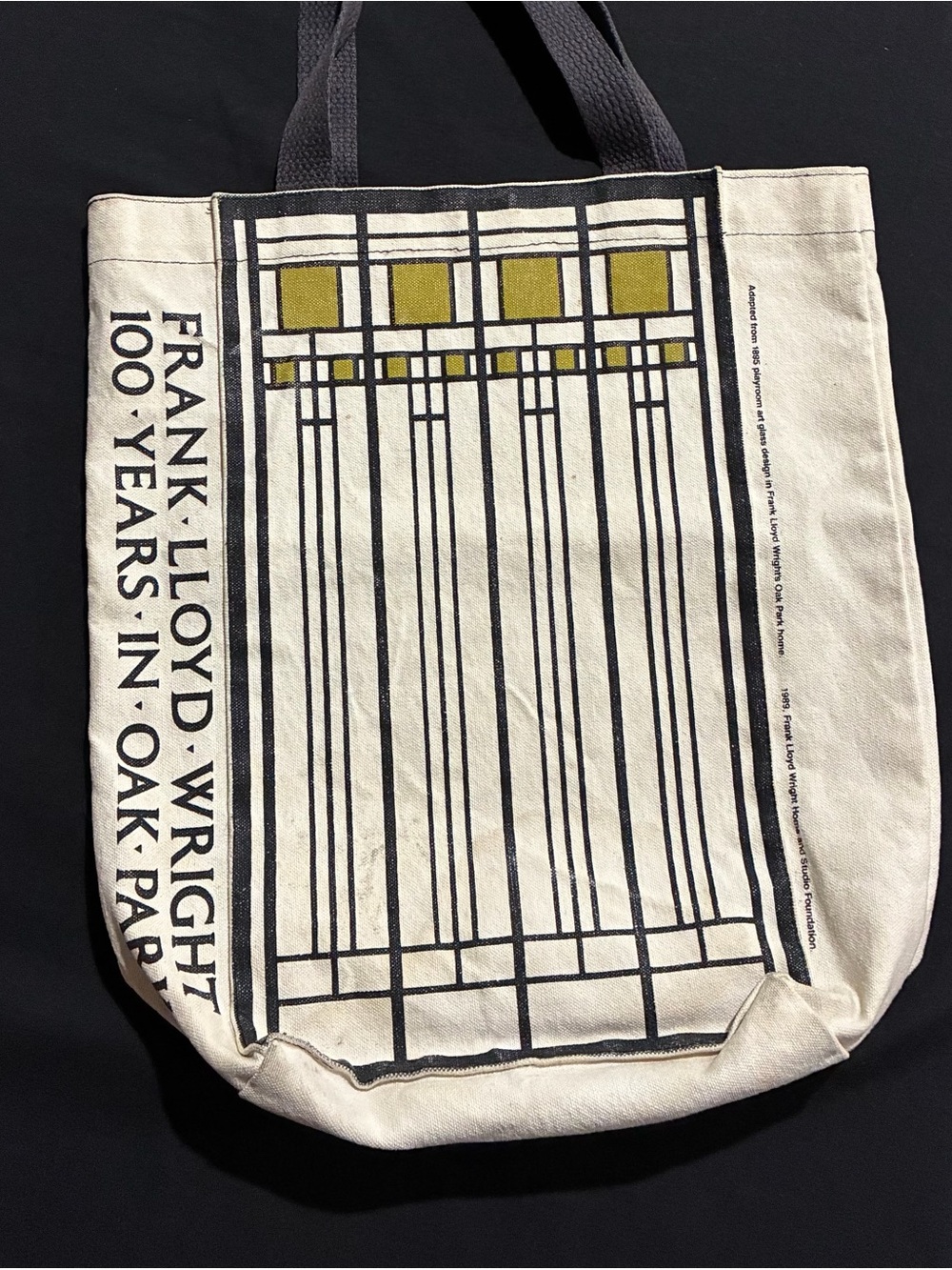 Vintage 1989 Frank Lloyd Wright Canvas Tote Bag